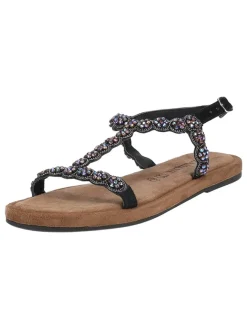 Leder-Sandalen in Schwarz/ Bunt>Lazamani Online