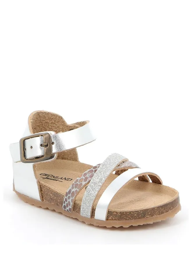Leder-Sandalen in Silber>Grünland Hot