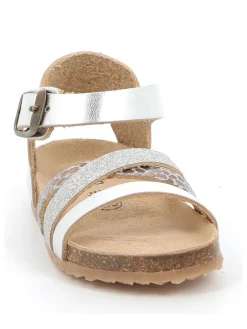 Leder-Sandalen in Silber><noscript><img width=