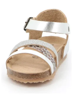 Leder-Sandalen in Silber><noscript><img width=