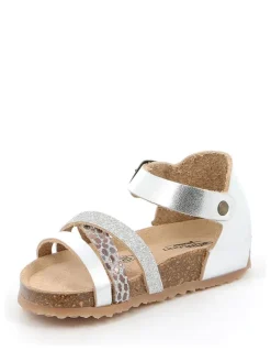 Leder-Sandalen in Silber><noscript><img width=
