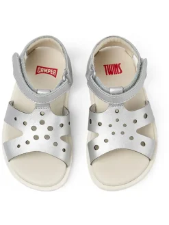 Leder-Sandalen in Silber><noscript><img width=