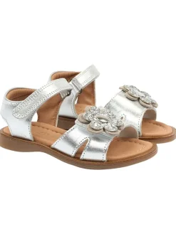 Leder-Sandalen in Silber>POM POM Clearance