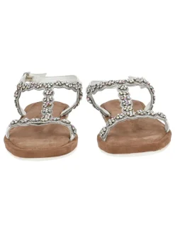 Leder-Sandalen in Silber/ Weiß><noscript><img width=