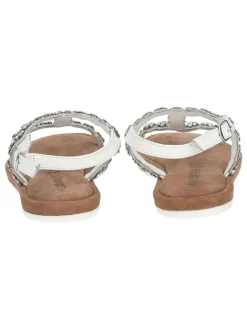 Leder-Sandalen in Silber/ Weiß><noscript><img width=