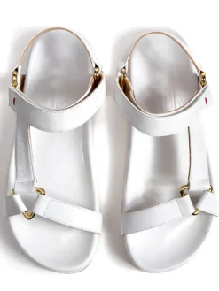 Leder-Sandalen in Weiß><noscript><img width=