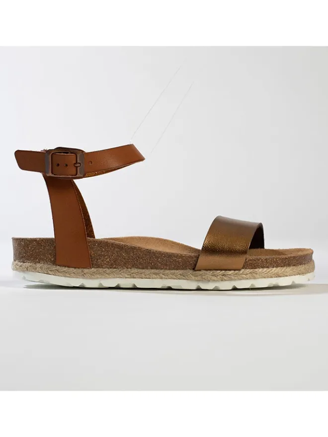 Leder-Sandalen "Junin" in Hellbraun/ Gold>BACKSUN Online