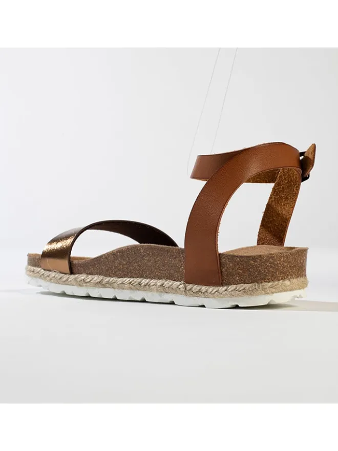 Leder-Sandalen "Junin" in Hellbraun/ Gold>BACKSUN Online