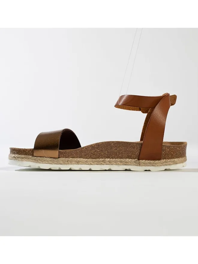 Leder-Sandalen "Junin" in Hellbraun/ Gold>BACKSUN Online