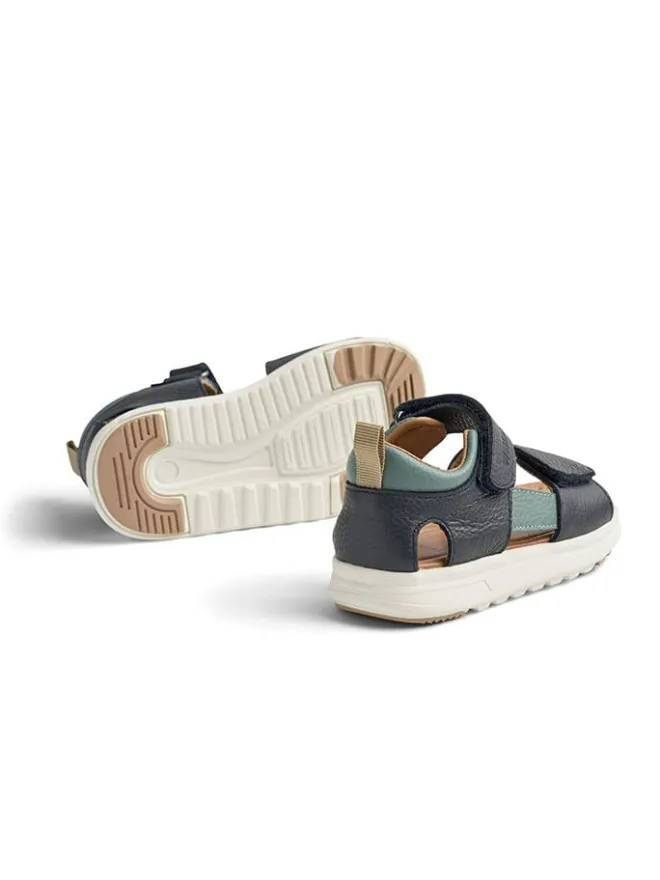 Leder-Sandalen "Maxie" in Dunkelblau>Wheat Outlet