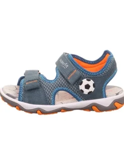 superfit Sandalen·Sandalen^Leder-Sandalen "Mike 3.0" in Grau/ Blau/ Orange