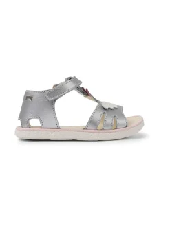 Leder-Sandalen "Miko" in Silber>Camper Best
