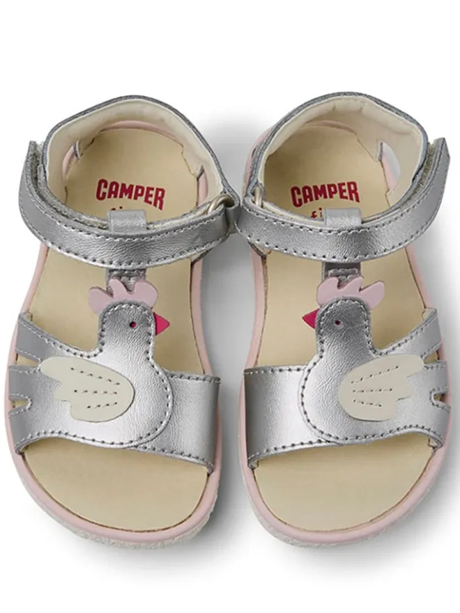 Leder-Sandalen "Miko" in Silber>Camper Best