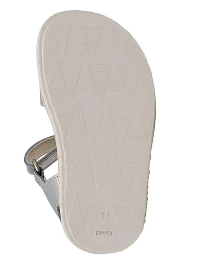 Leder-Sandalen "Miko" in Silber>Camper Best