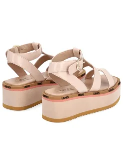 Leder-Sandaletten in Beige><noscript><img width=