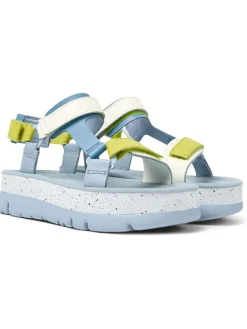 Leder-Sandaletten in Hellblau/ Gelb/ Weiß>Camper Clearance