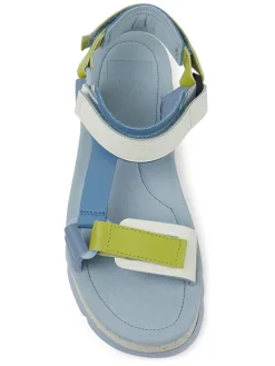 Leder-Sandaletten in Hellblau/ Gelb/ Weiß><noscript><img width=