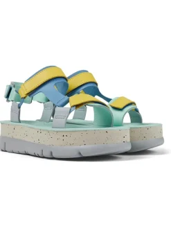 Camper Sandalen^Leder-Sandaletten in Türkis/ Gelb/ Hellblau