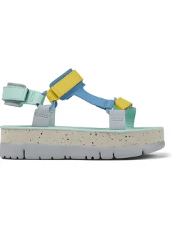 Camper Sandalen^Leder-Sandaletten in Türkis/ Gelb/ Hellblau