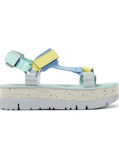Camper Sandalen^Leder-Sandaletten in Türkis/ Gelb/ Hellblau