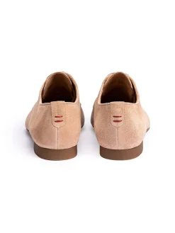 Leder-Schnürschuhe in Beige><noscript><img width=