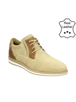 Leder-Schnürschuhe in Beige/ Cognac>Bullboxer Online