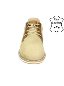 Leder-Schnürschuhe in Beige/ Cognac><noscript><img width=