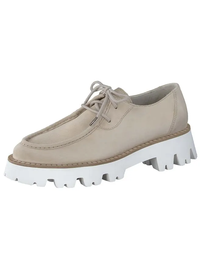Leder-Schnürschuhe in Beige/ Weiß>Paul Green Best