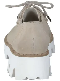 Leder-Schnürschuhe in Beige/ Weiß><noscript><img width=
