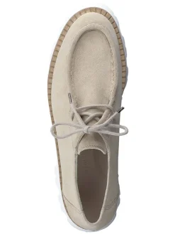 Leder-Schnürschuhe in Beige/ Weiß><noscript><img width=