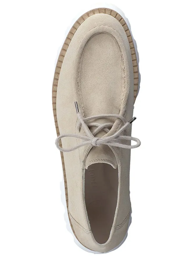 Leder-Schnürschuhe in Beige/ Weiß>Paul Green Best