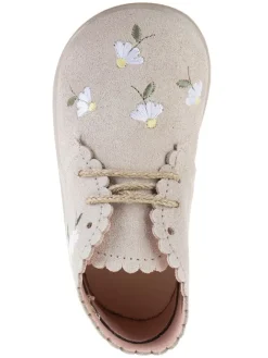 Leder-Schnürschuhe in Beige><noscript><img width=