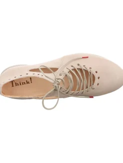 Leder-Schnürschuhe in Beige><noscript><img width=