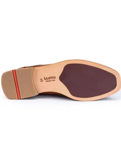 Leder-Schnürschuhe in Hellbraun><noscript><img width=
