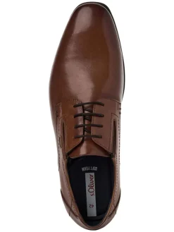 s.Oliver Schnürschuhe^Leder-Schnürschuhe in Hellbraun