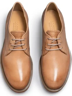 Leder-Schnürschuhe in Hellbraun><noscript><img width=