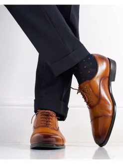British Passport Schnürschuhe^Leder-Schnürschuhe in Hellbraun