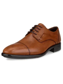 Ecco Schnürschuhe^Leder-Schnürschuhe in Hellbraun