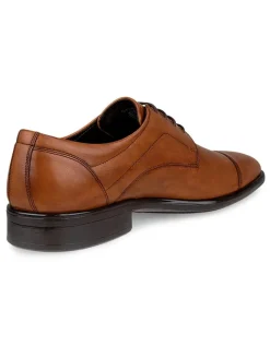 Ecco Schnürschuhe^Leder-Schnürschuhe in Hellbraun