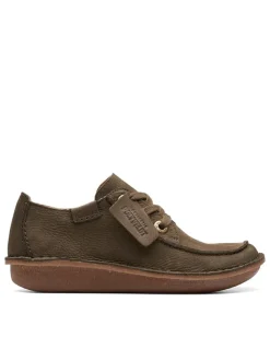 Clarks Schnürschuhe^Leder-Schnürschuhe in Oliv