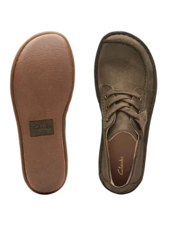 Clarks Schnürschuhe^Leder-Schnürschuhe in Oliv