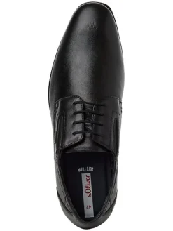 Leder-Schnürschuhe in Schwarz><noscript><img width=