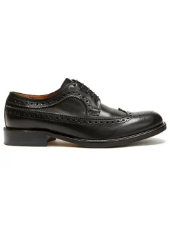 Leder-Schnürschuhe in Schwarz>British Passport Outlet