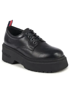 Leder-Schnürschuhe in Schwarz>Tommy Hilfiger Shoes