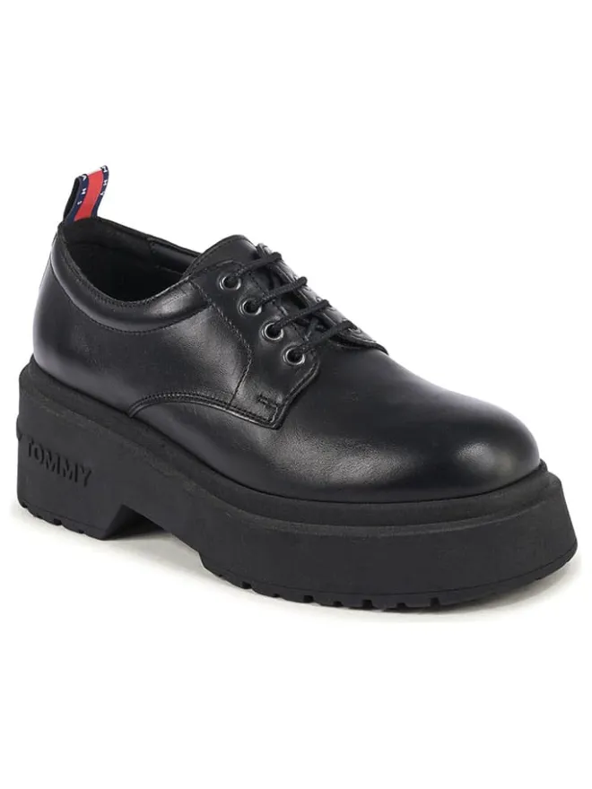 Leder-Schnürschuhe in Schwarz>Tommy Hilfiger Shoes
