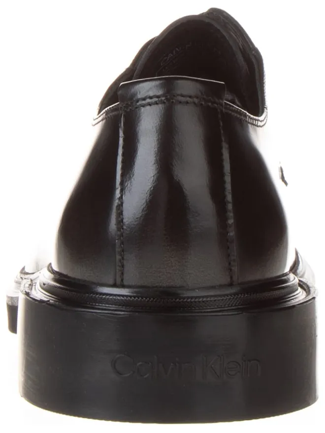 Leder-Schnürschuhe in Schwarz>Calvin Klein