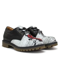 Goby Schnürschuhe^Leder-Schnürschuhe in Schwarz/ Weiß/ Rot
