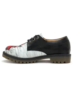Goby Schnürschuhe^Leder-Schnürschuhe in Schwarz/ Weiß/ Rot
