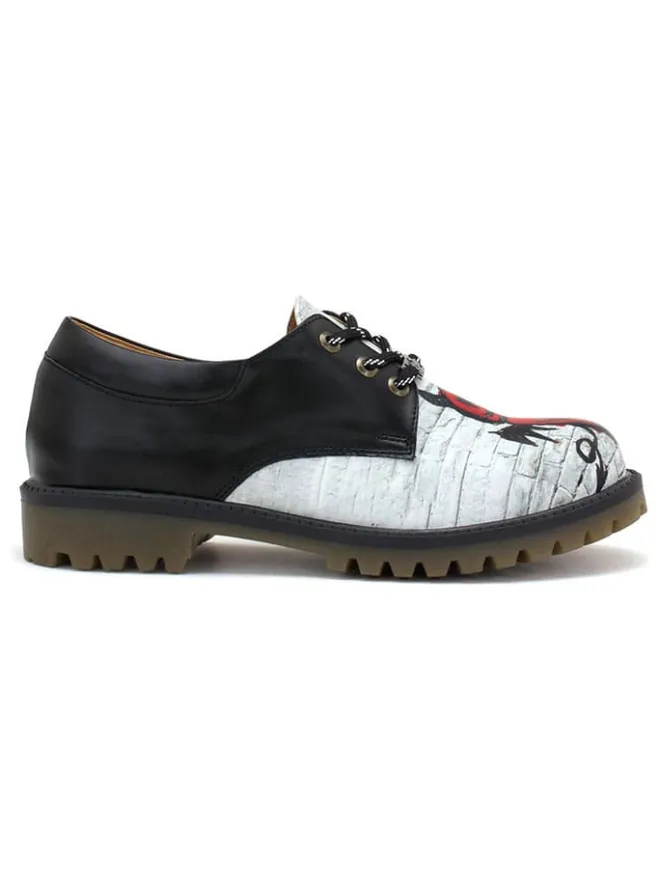 Goby Schnürschuhe^Leder-Schnürschuhe in Schwarz/ Weiß/ Rot