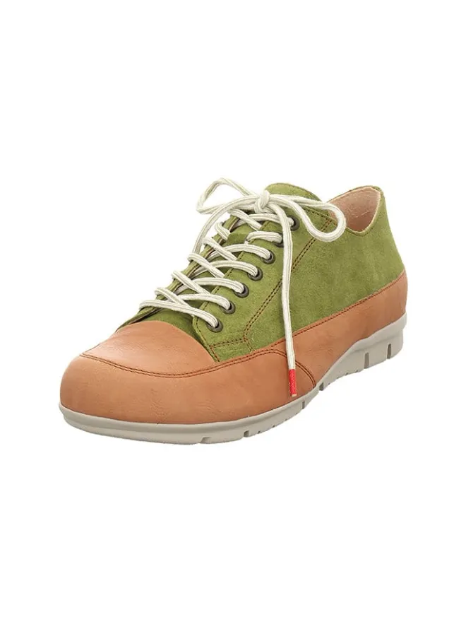 Leder-Schnürschuhe "King" in Grün/ Hellbraun>Think! New
